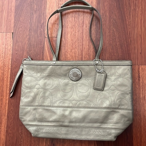COACH signature stitched tote sv bronze - Picture 1 of 5